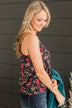 Up For Fun Floral Tank Top- Black & Pink