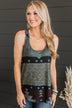 Not Over You Aztec Tank Top- Charcoal