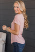 Every Effort Ribbed Knit Button Top- Soft Pink