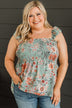 Love Of Your Life Floral Tank Top- Dusty Teal