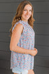 Sweeter Than Ever Ruffle Top- Ivory & Royal Blue
