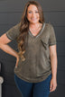 Meant For This V-Neck Top- Vintage Olive