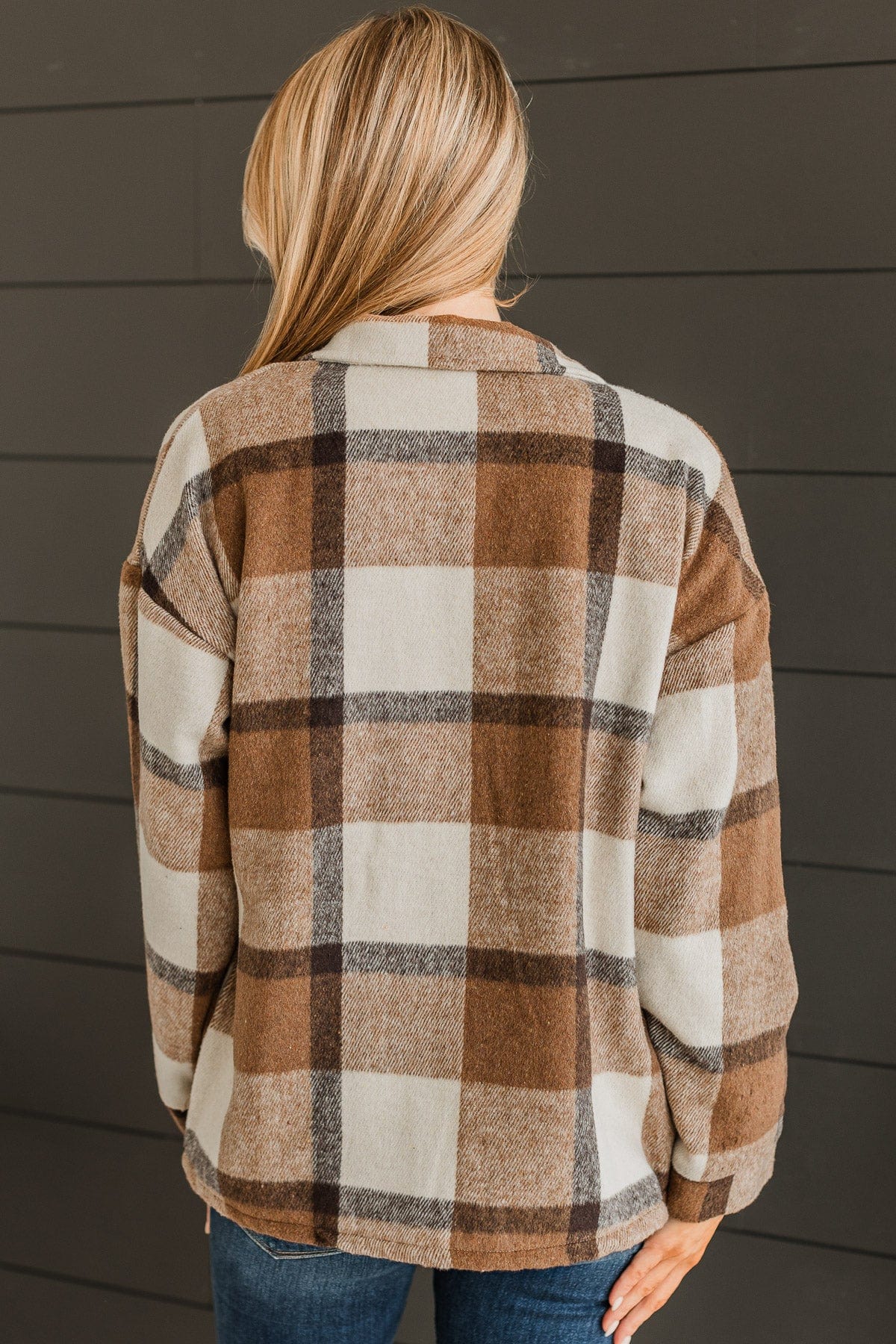 Campfire Nights Plaid Jacket- Brown & Cream