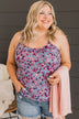 Just A Crush Floral Tank Top- Blue & Blush