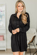 Strolls At Sunset Shirt Dress- Black