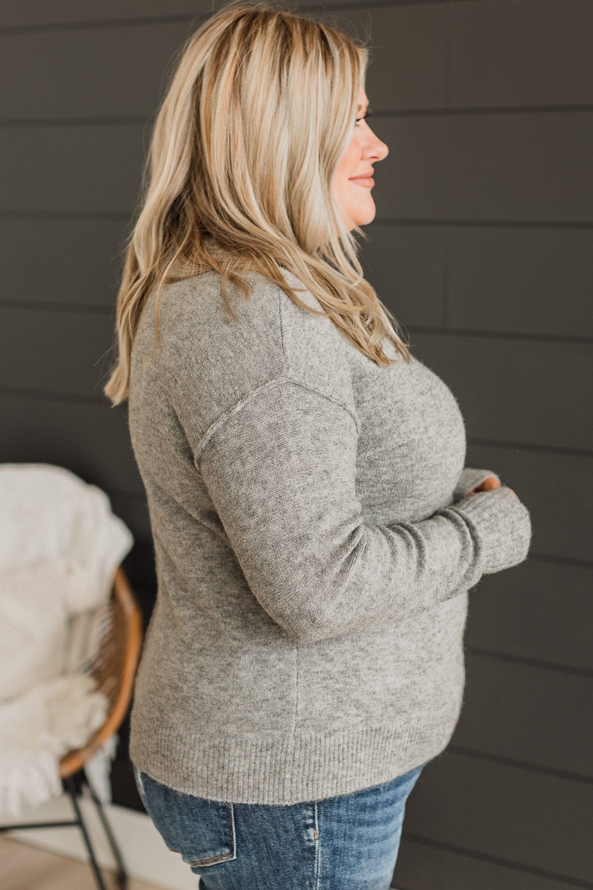 With All My Heart Knit Sweater- Heather Grey