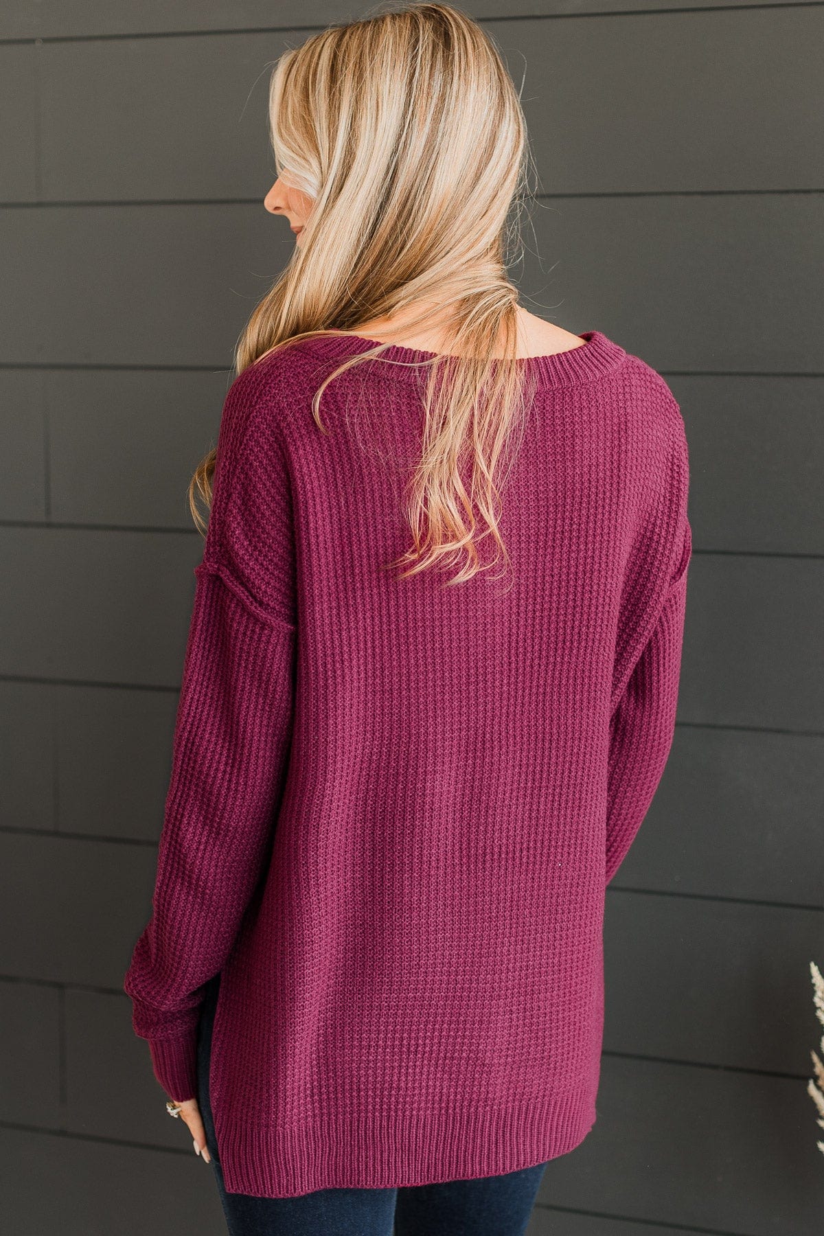 At This Point Knit Henley Sweater- Sangria