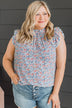 Sweeter Than Ever Ruffle Top- Ivory & Royal Blue