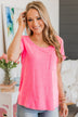 Do My Own Thing Knit Top- Neon Pink