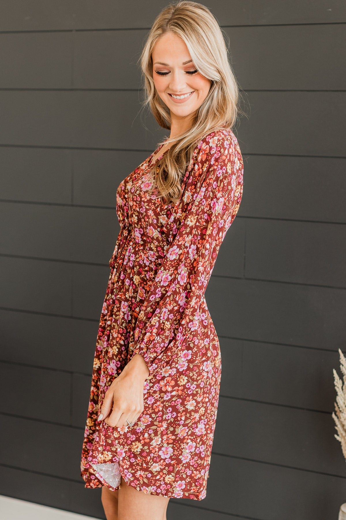 Watch Me Go Floral Dress- Rust & Pink
