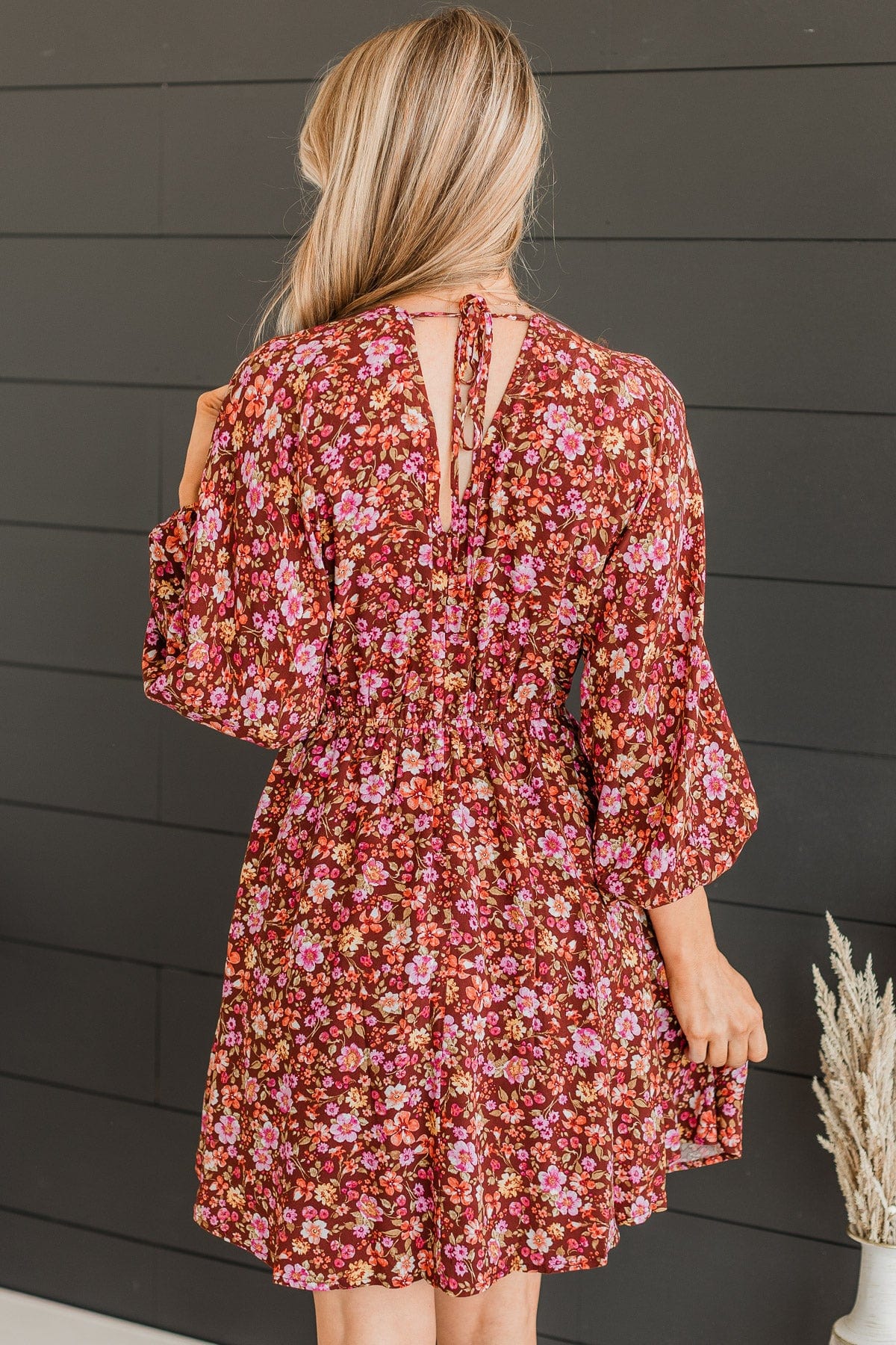 Watch Me Go Floral Dress- Rust & Pink