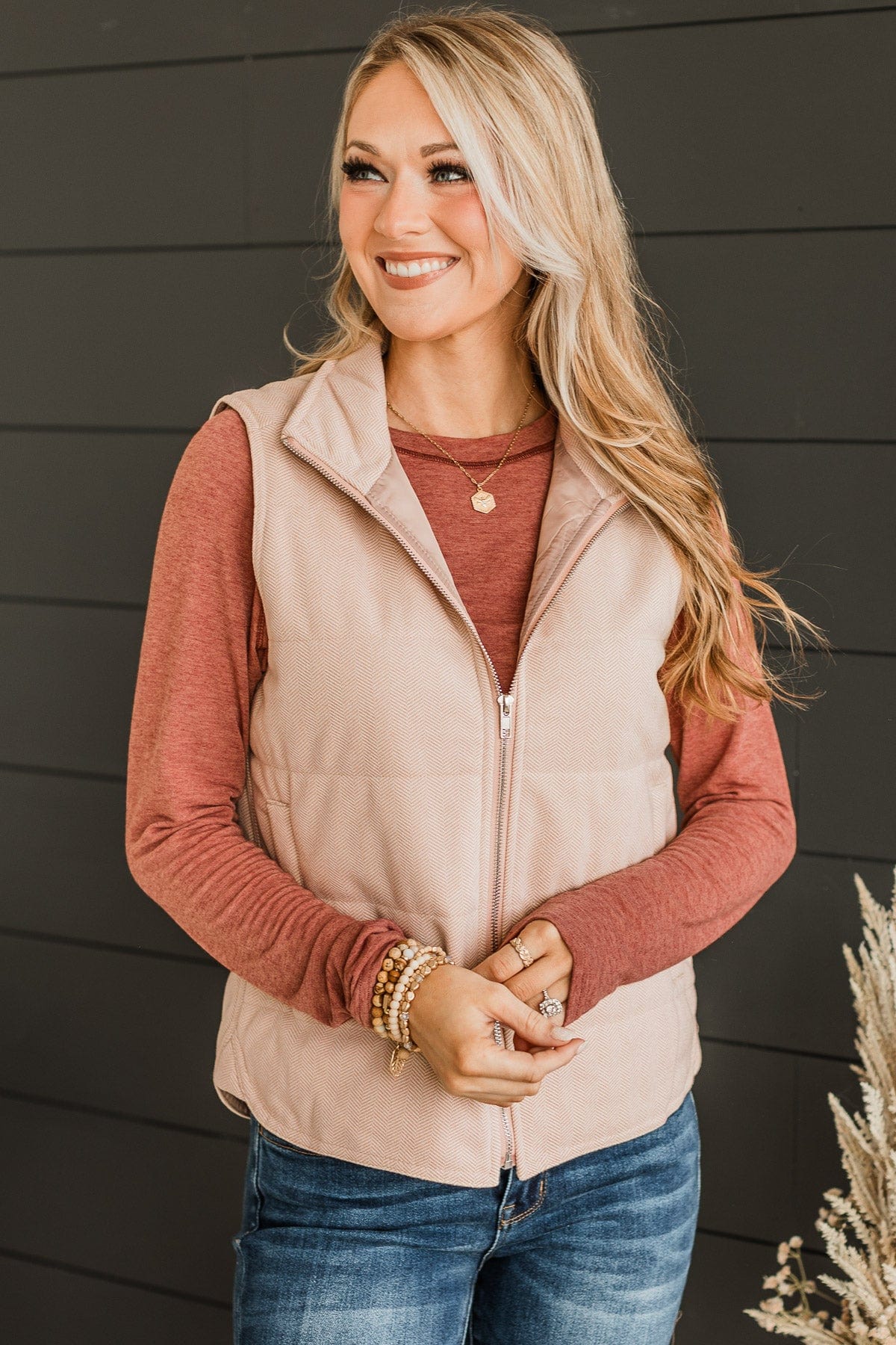 Just Perfect Puffer Vest- Dusty Blush