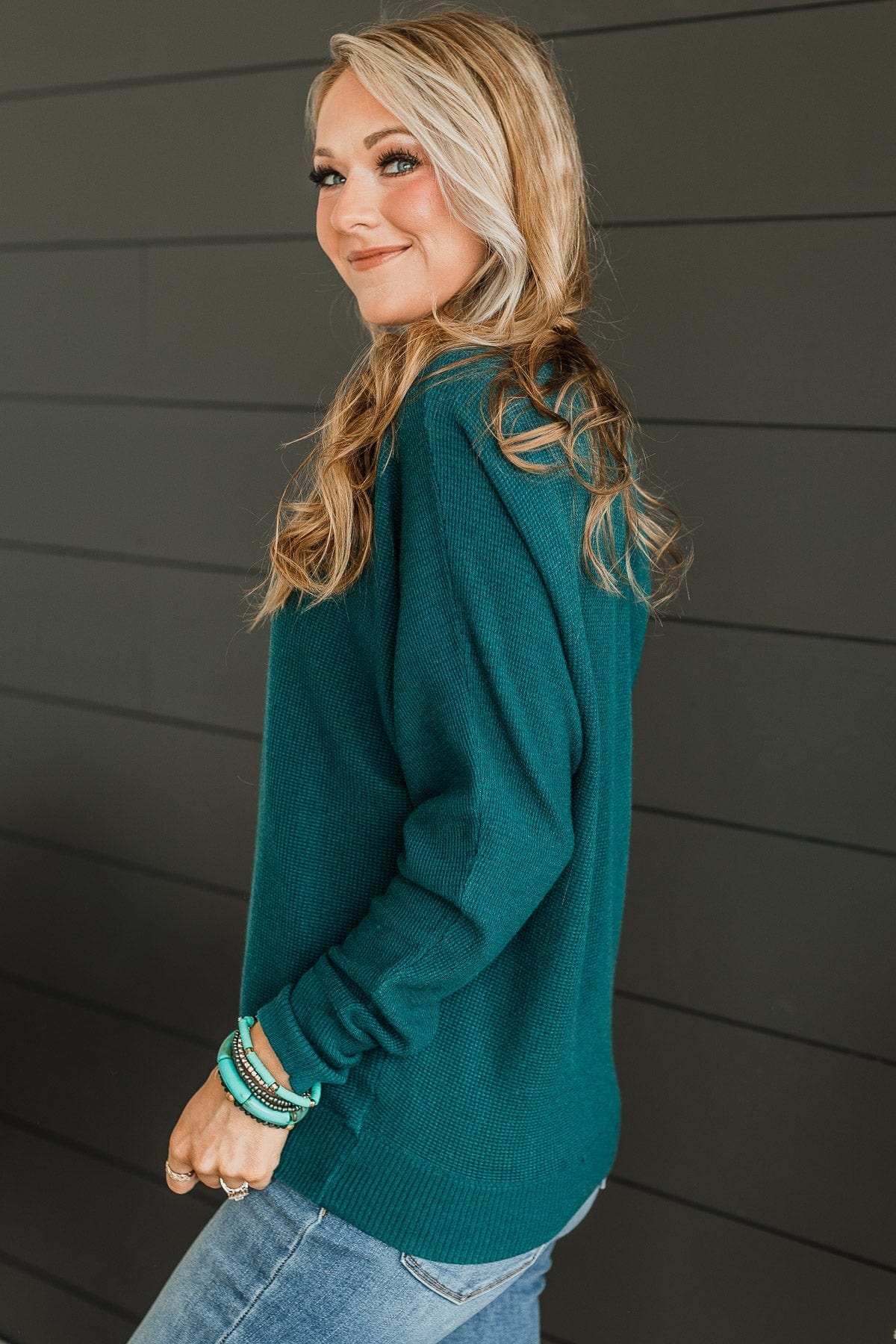 Among The Clouds Knit Sweater- Dark Jade