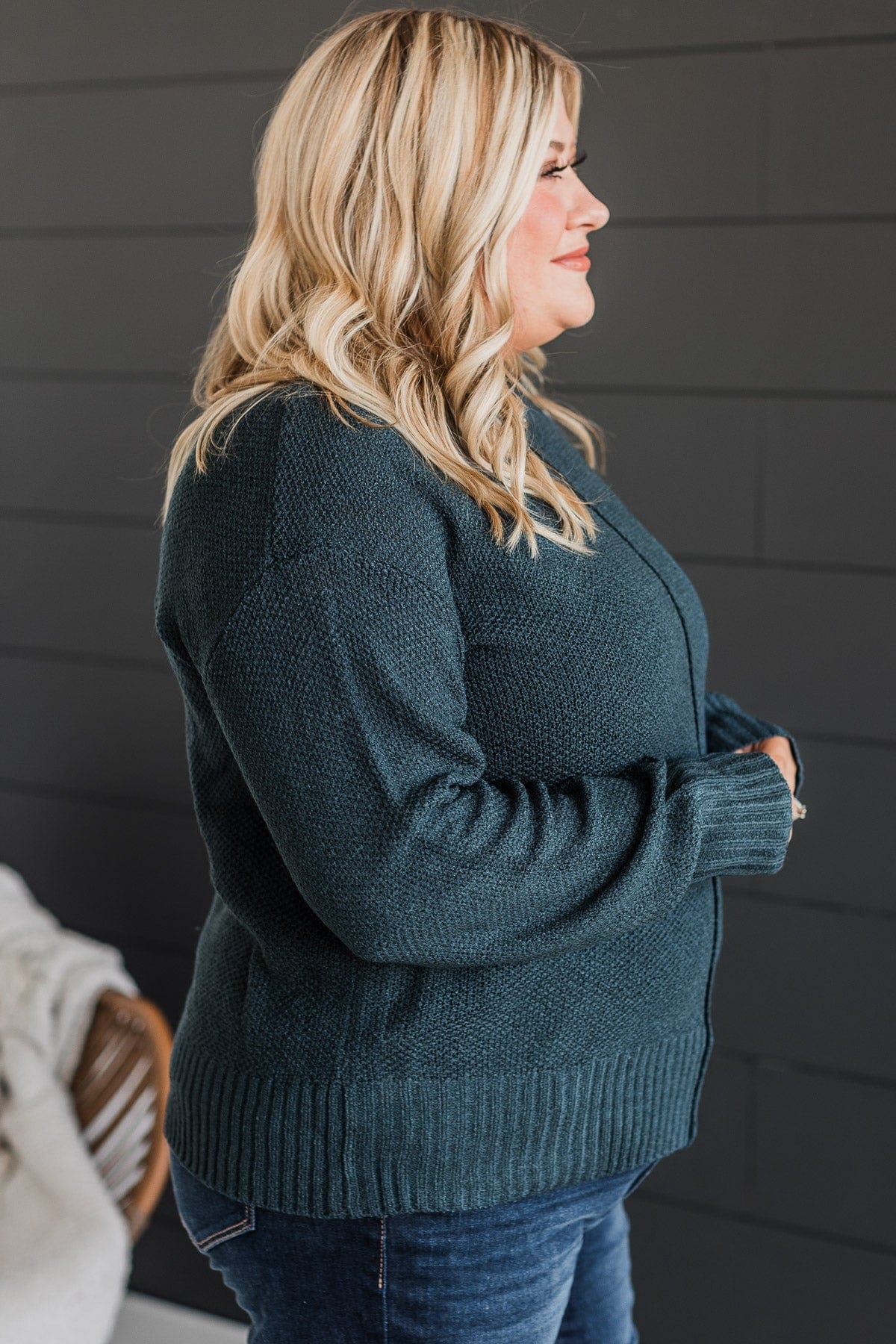 Accidentally In Love Knit Sweater- Dark Teal