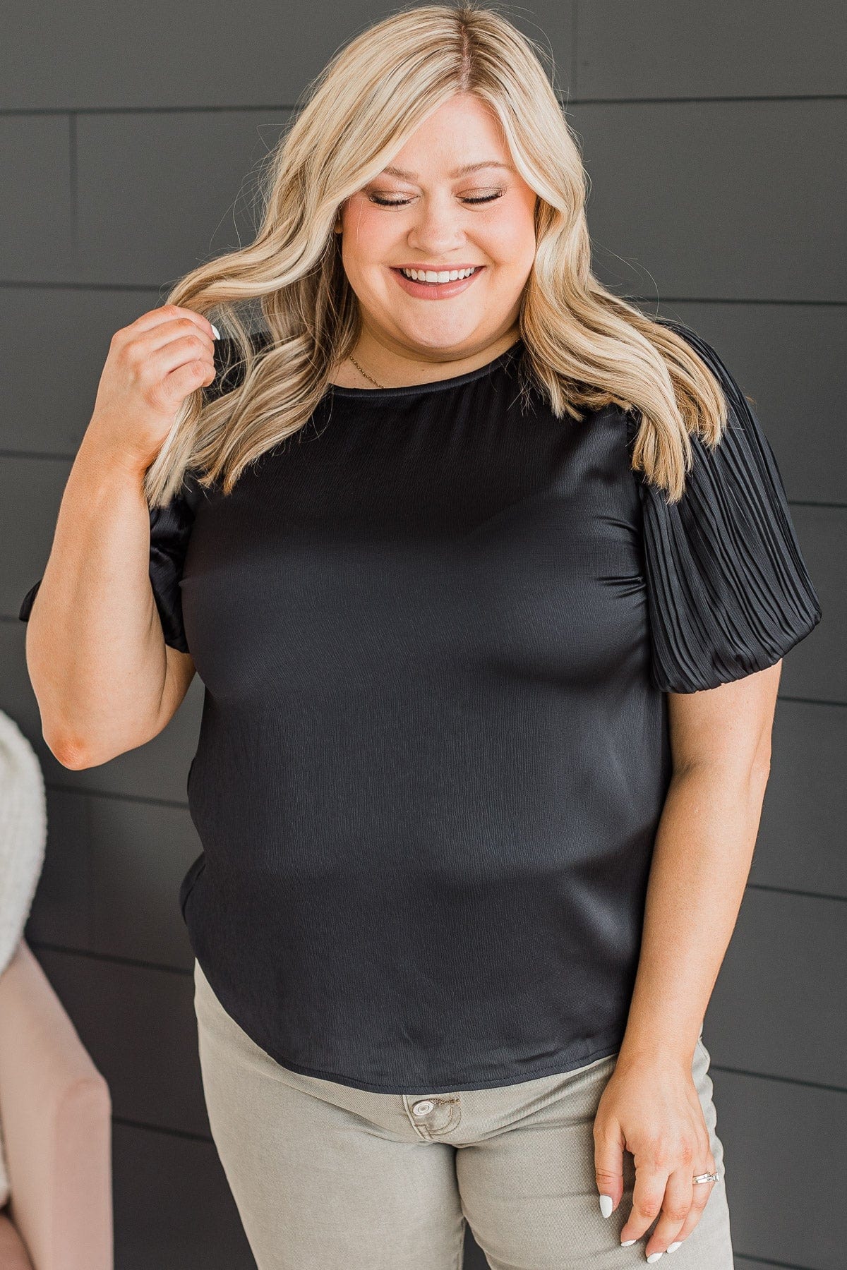 Like A Melody Puff Sleeve Top- Black
