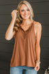 Catch You Later Ribbed Tank Top- Cinnamon