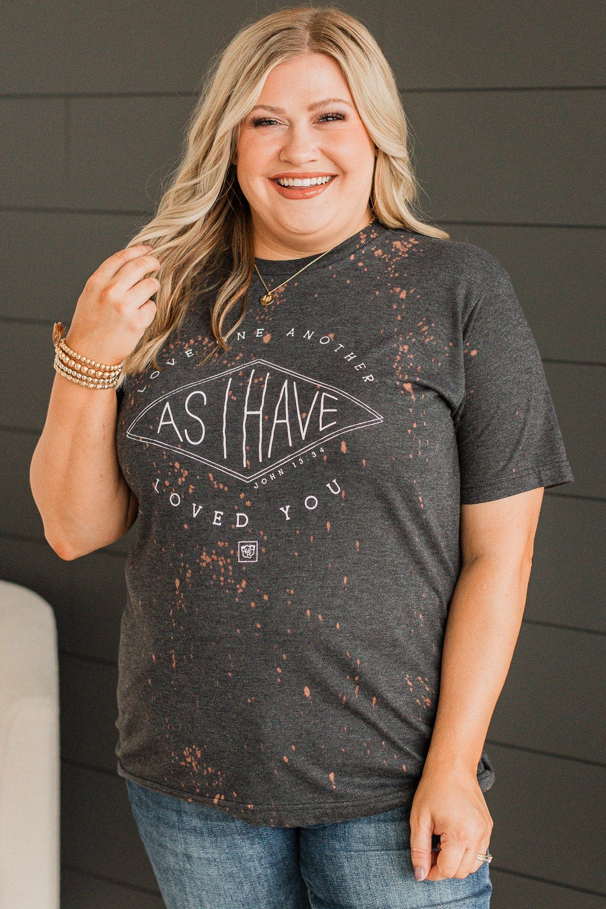 "Love One Another" Graphic Tee- Charcoal