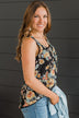 Under Your Spell Floral Tank Top- Black