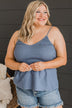 All The Appeal Babydoll Tank Top- Slate Blue