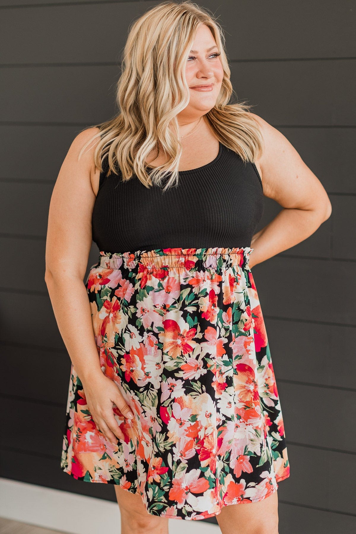 Abundant Beauty Floral Dress- Black