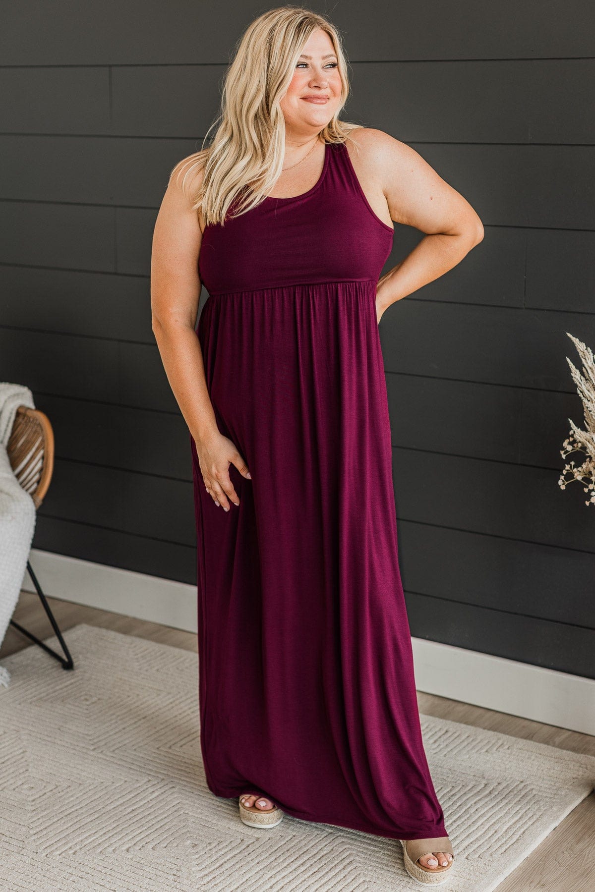 Undeniable Charm Knit Maxi Dress- Burgundy
