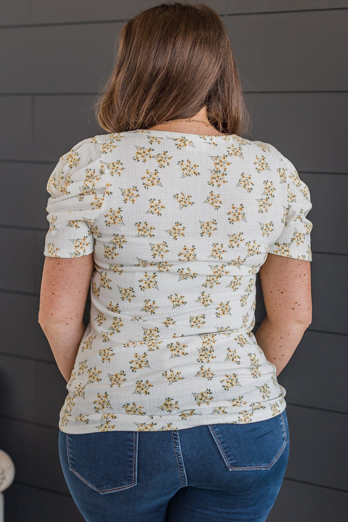 Give Your All Puff Sleeve Top- Off-White & Yellow