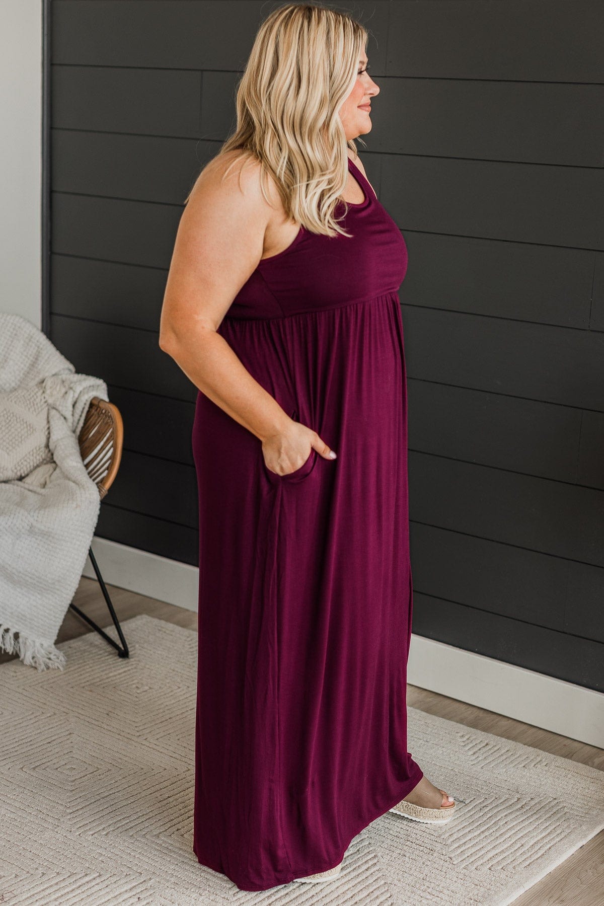 Undeniable Charm Knit Maxi Dress- Burgundy