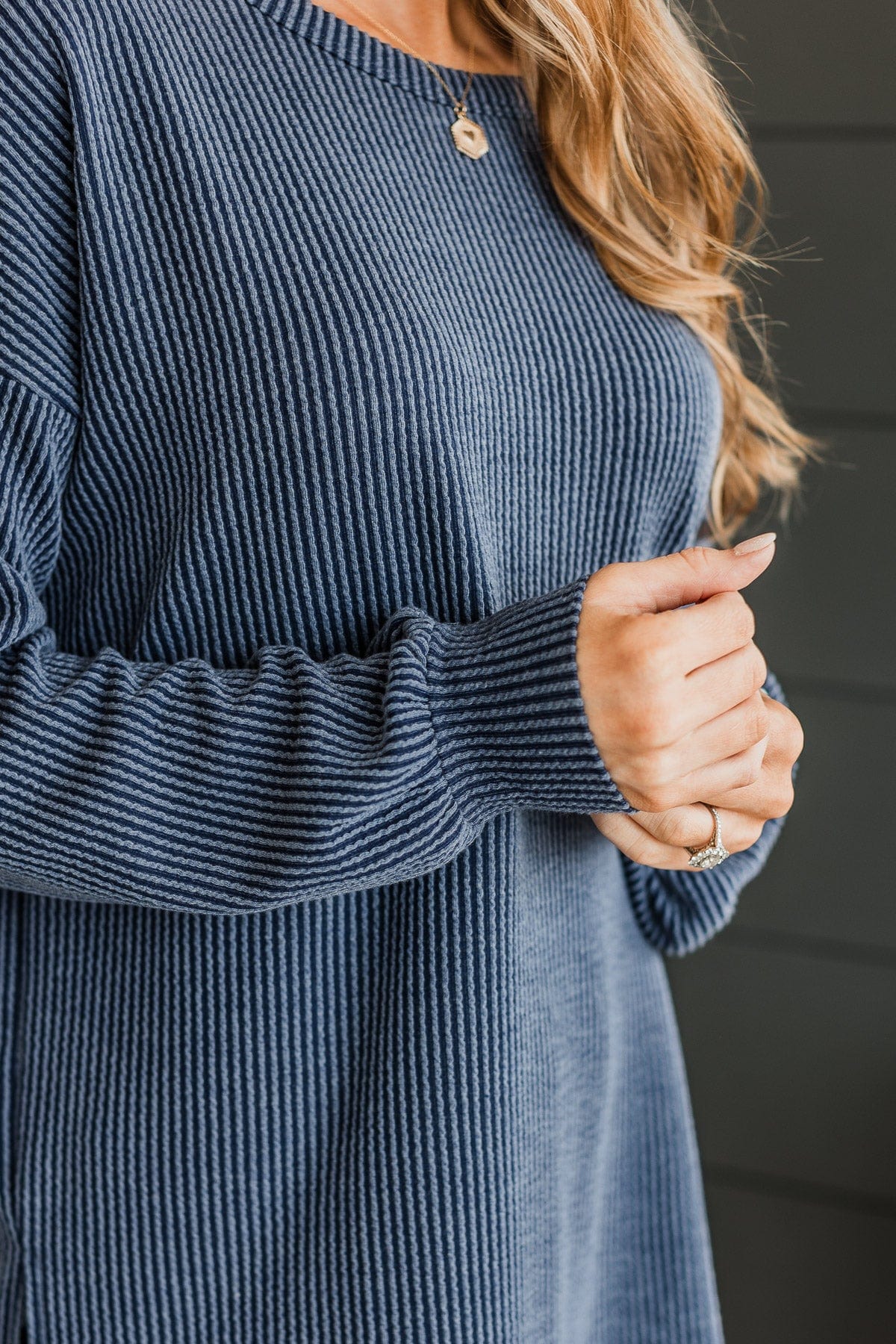 Pleased To Meet You Knit Top- Navy
