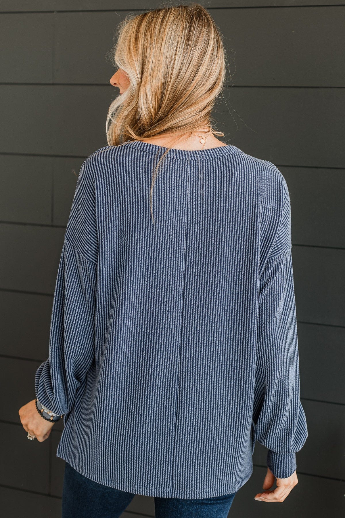 Pleased To Meet You Knit Top- Navy