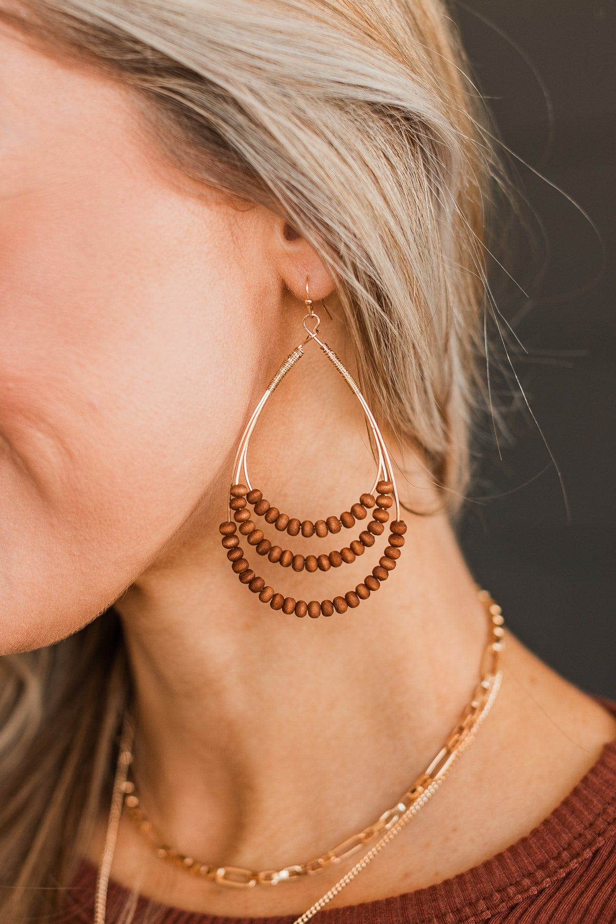 Going For Glamorous Teardrop Earrings- Gold