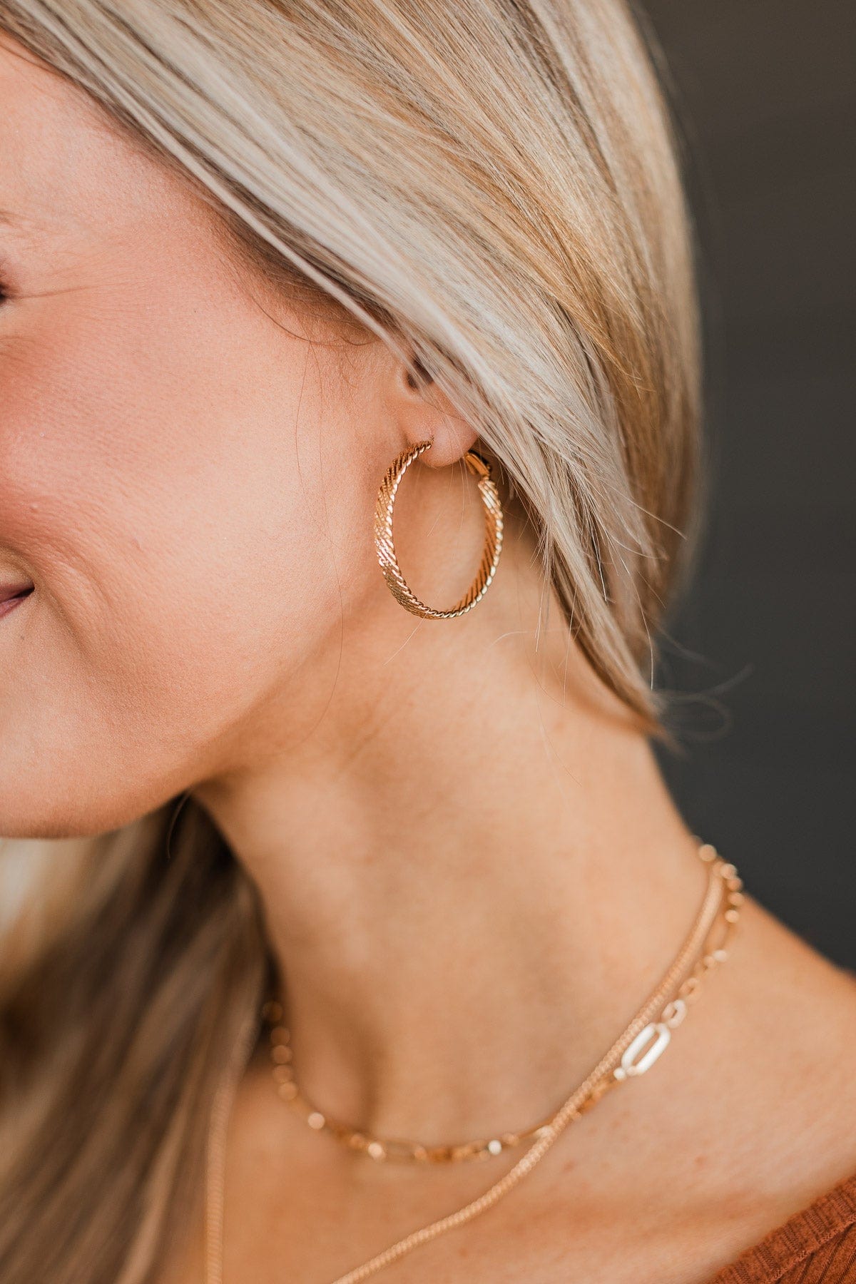 Waiting For A Sign Hoop Earrings- Gold