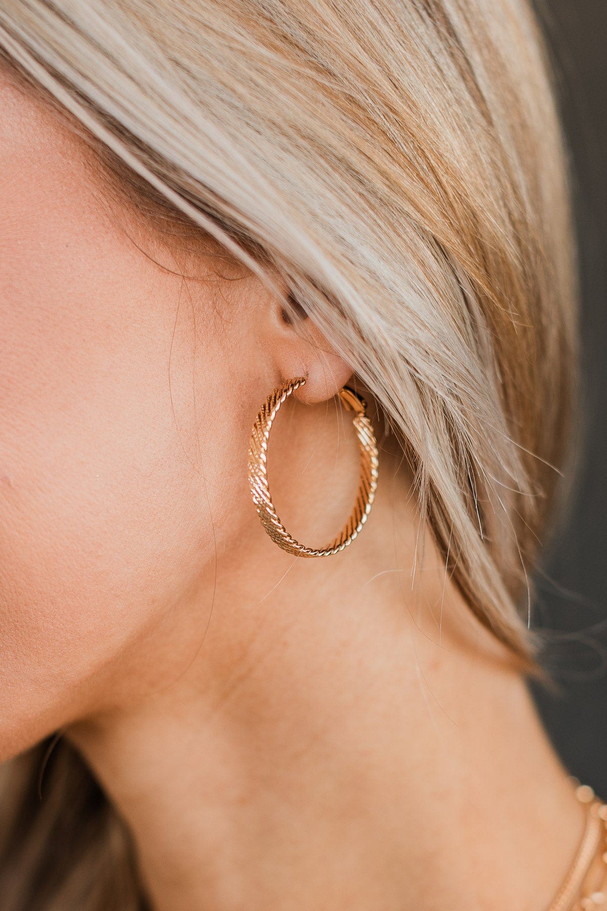 Waiting For A Sign Hoop Earrings- Gold