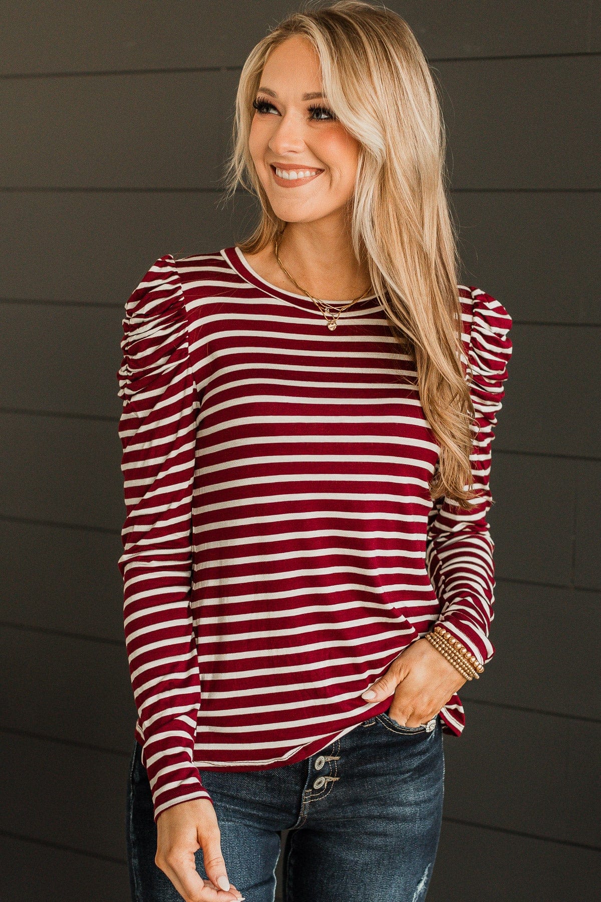 Keep Me Grounded Striped Top- Wine