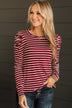 Keep Me Grounded Striped Top- Wine