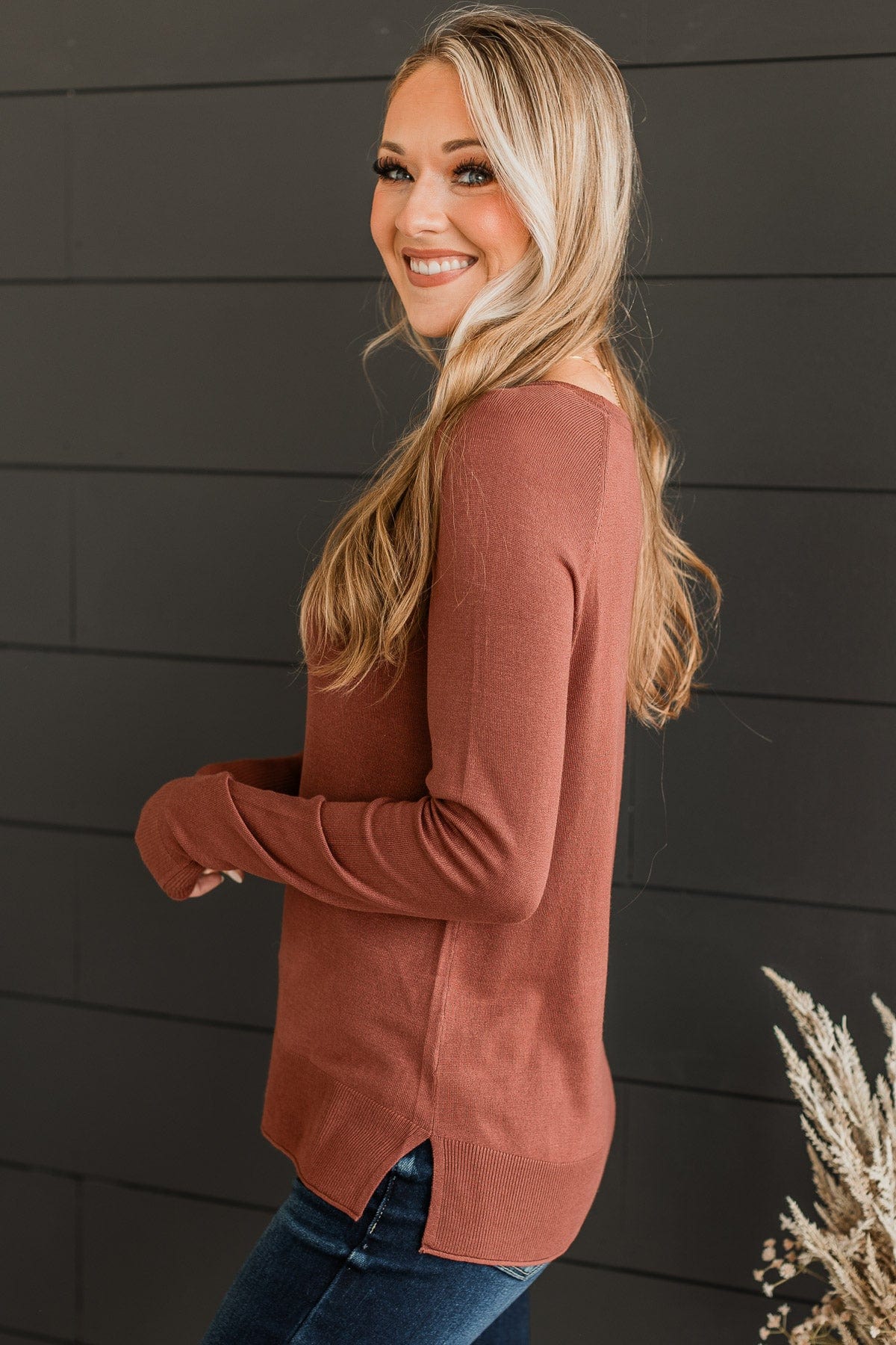 Whatever You Want Knit Sweater- Brick