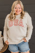 "USA" Crew Neck Pullover- Beige