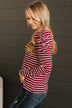 Keep Me Grounded Striped Top- Wine
