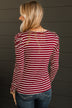 Keep Me Grounded Striped Top- Wine