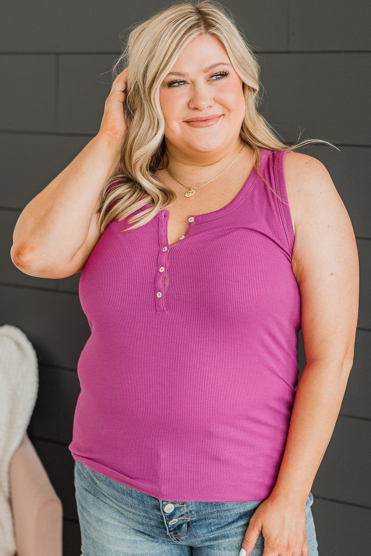 Bound To Be Beautiful Henley Tank Top- Orchid