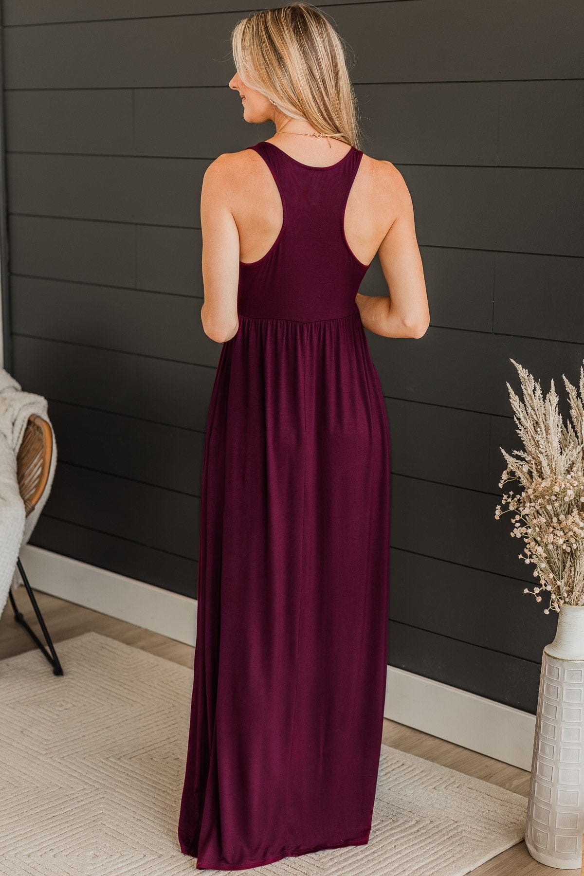 Undeniable Charm Knit Maxi Dress- Burgundy
