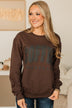 "Coffee Weather" Crew Neck Pullover- Dark Brown