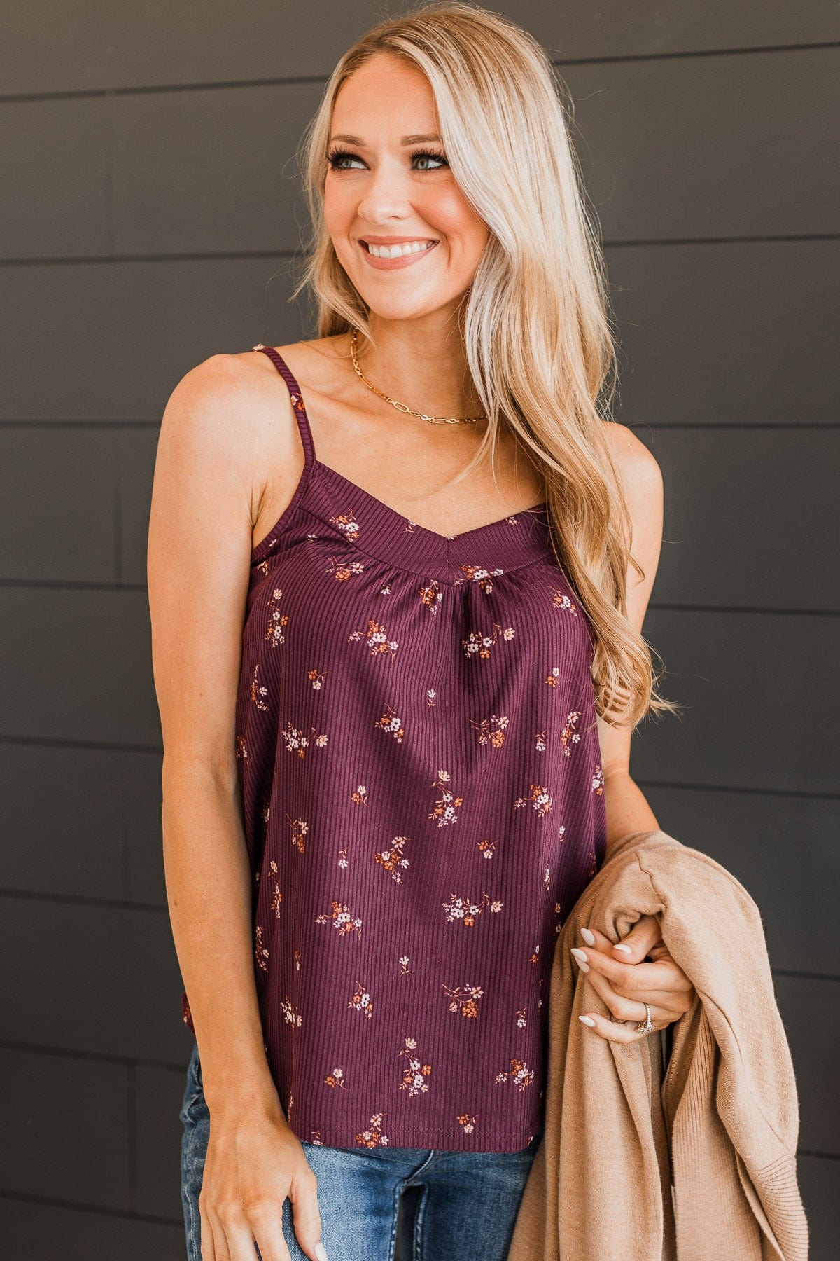 Hopelessly Yours Floral Tank Top- Plum