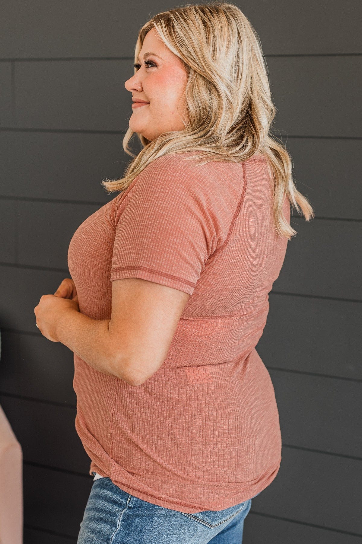 Word Around Town Knit Top- Dark Peach