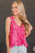 Picnic Date Floral Tank Top- Hot Pink