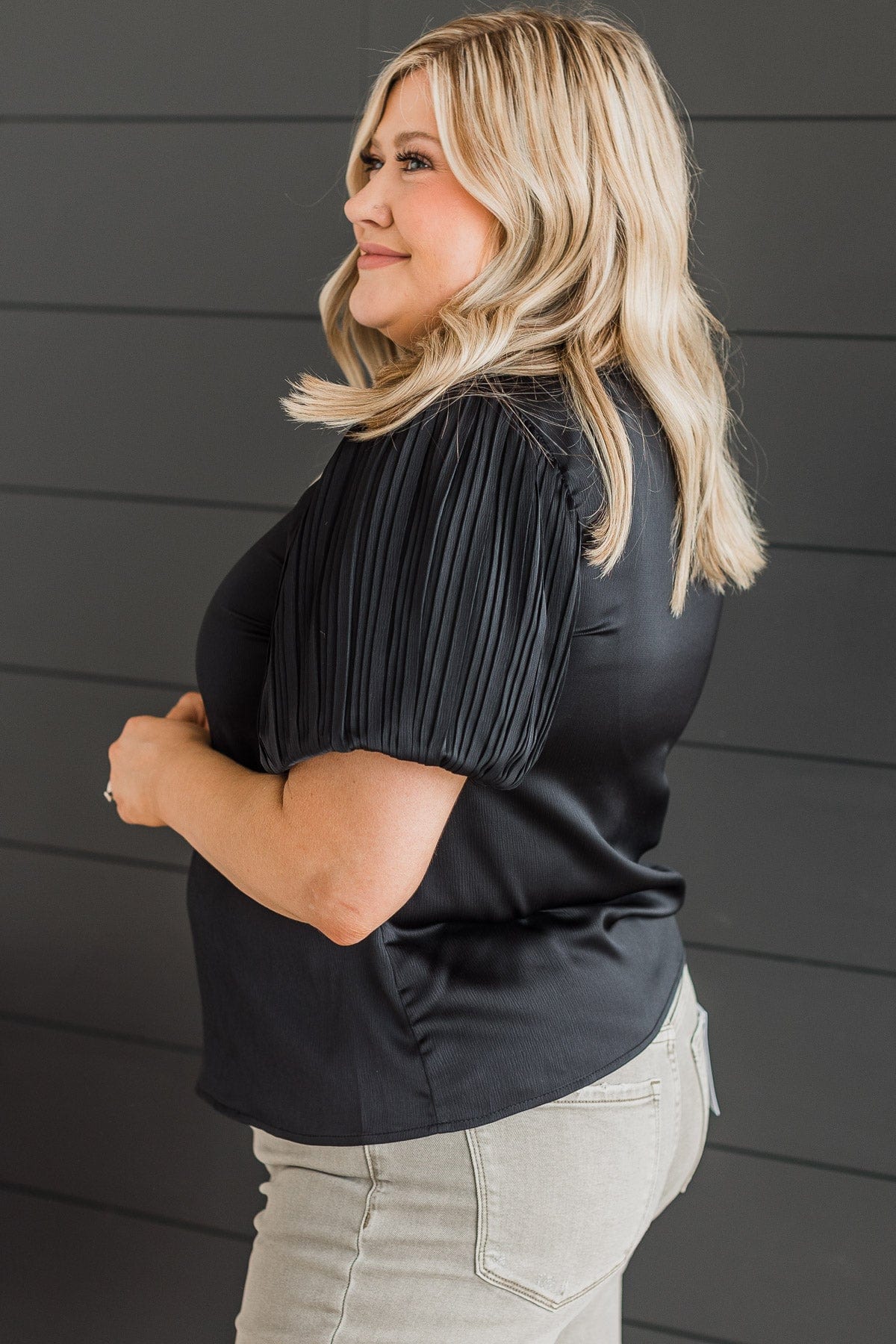 Like A Melody Puff Sleeve Top- Black