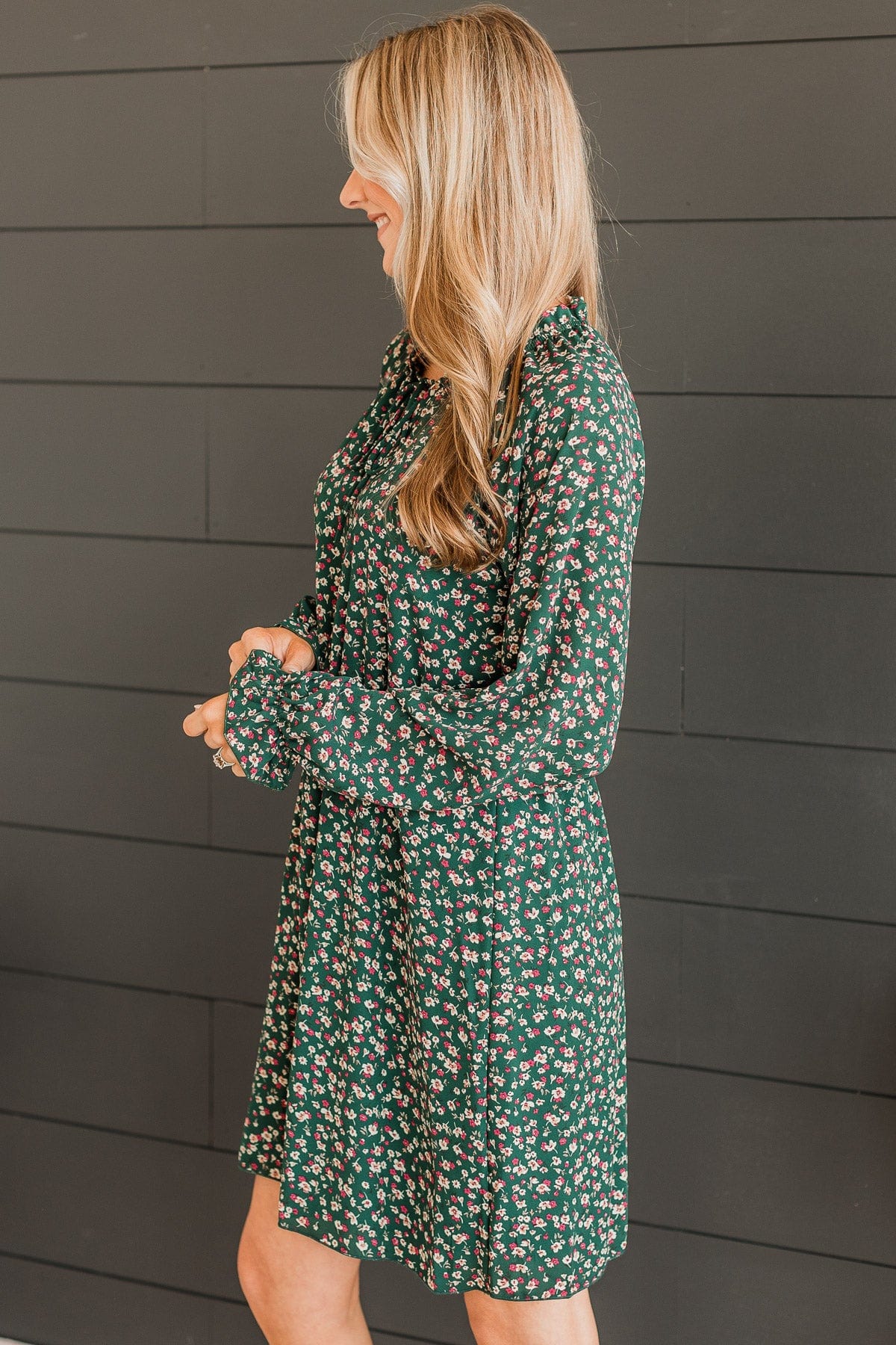 Wonderful Weekend Floral Dress- Hunter Green