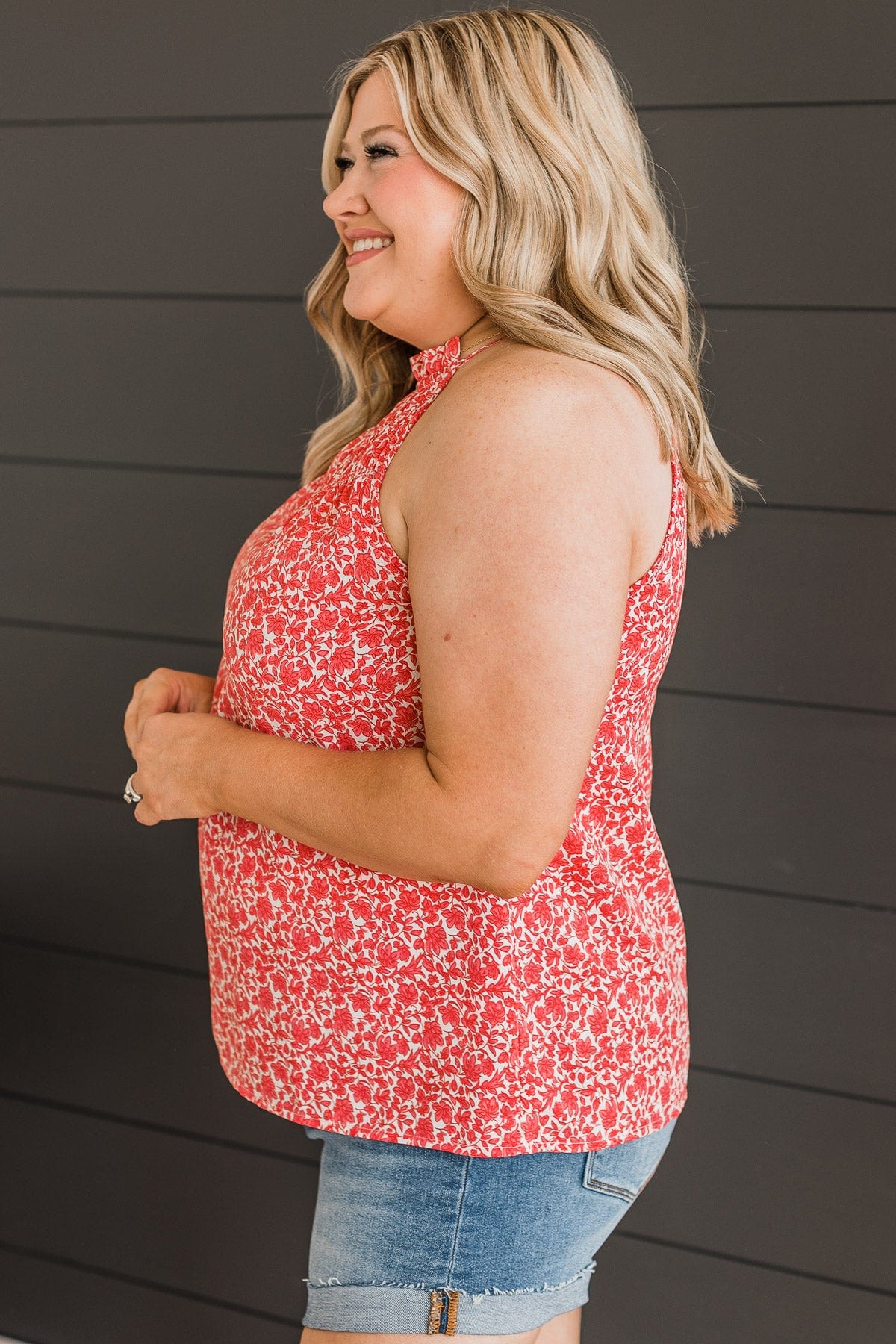Watch Me Bloom Floral Tank Top- Red