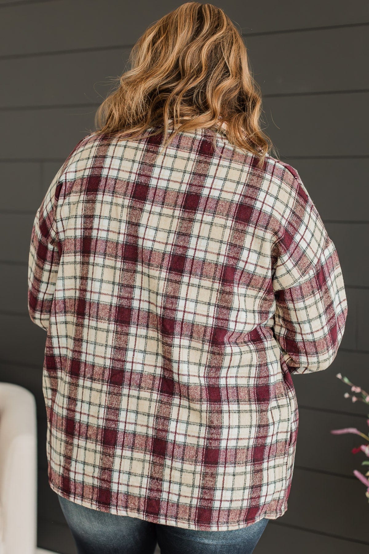 Campfire Nights Plaid Jacket- Plum & Beige