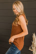 Just Peachy Ribbed Tank Top- Dark Camel