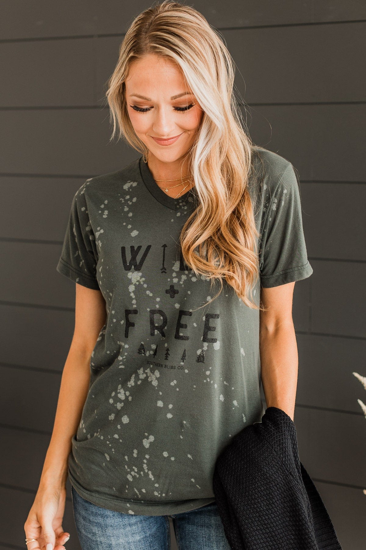 "Wild + Free" Graphic Tee- Charcoal